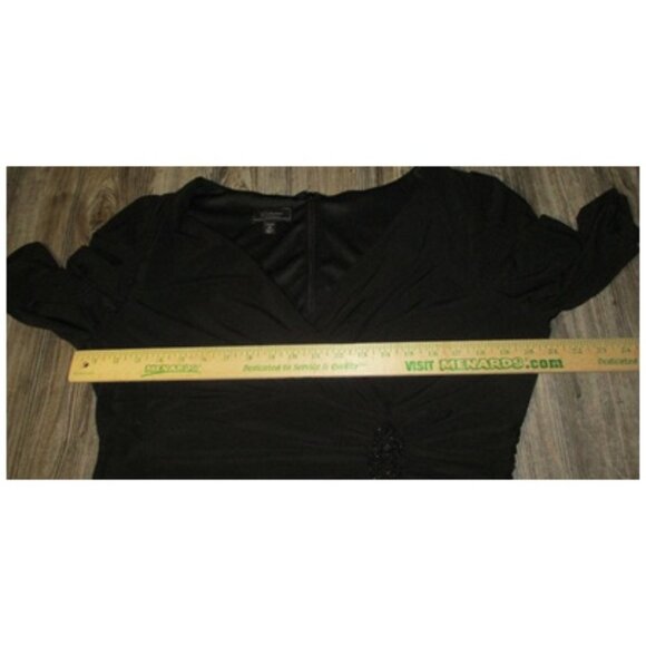 Collection Dressbarn Formal Dress Size 14 Black V Front Beads Back Zipper Party - Picture 5 of 14